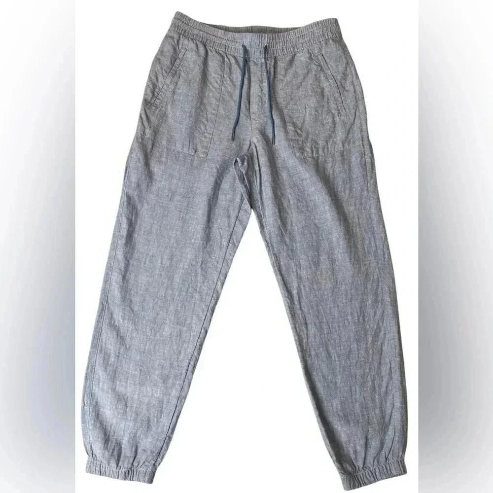 Athleta Chambray Blue Retreat Linen Jogger